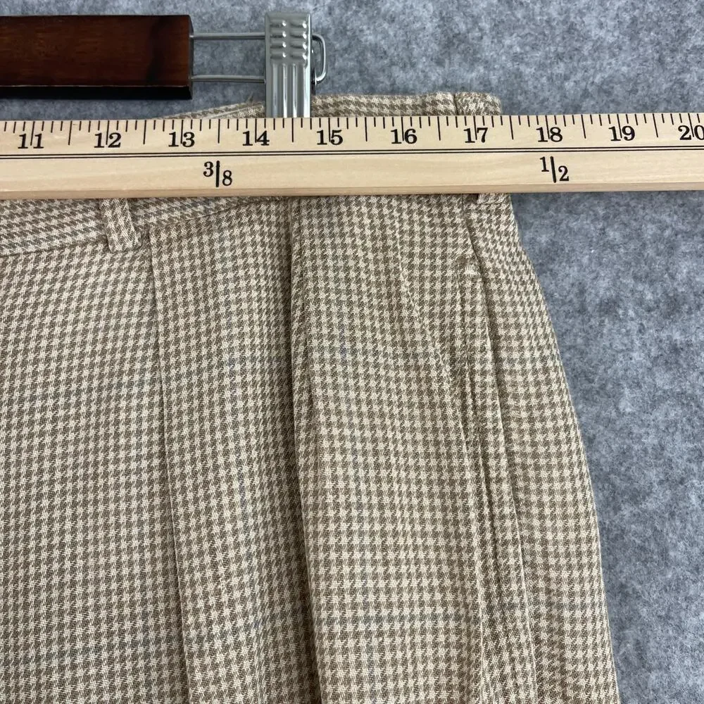 VTG Polo Ralph Lauren Pants Mens 35x27 Beige Houndstooth Cuffed‎ Pleated 80s USA